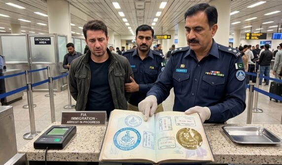 ایف آئی اے امیگریشن نے کارروائی کرتے ہوئے جعلی امیگریشن مہریں لگوانے والے مسافرکو گرفتار کرلیا