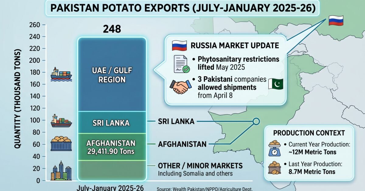 مالی سال 2025-26 کی پہلی ششماہی میں آلو کی برآمدات 2 لاکھ 48 ہزار ٹن رہیں