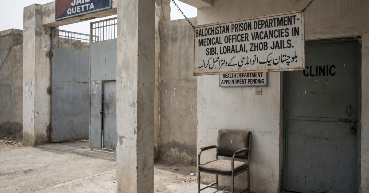 محکمہ صحت کی جانب سے میڈیکل آفیسرز کی تعیناتی تاخیر کا شکار ،بلوچستان کی چار جیلوں میں میڈیکل آفیسرز کی آسامیاں خالی