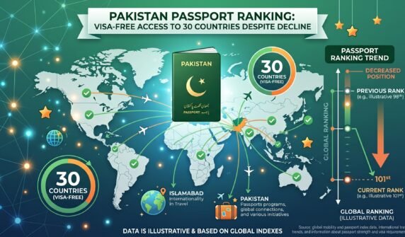 پاسپورٹ رینکنگ جاری، پاکستانی پاسپورٹ تنزلی کے باوجود 30ممالک میں ویزا فری سہولت کا حامل