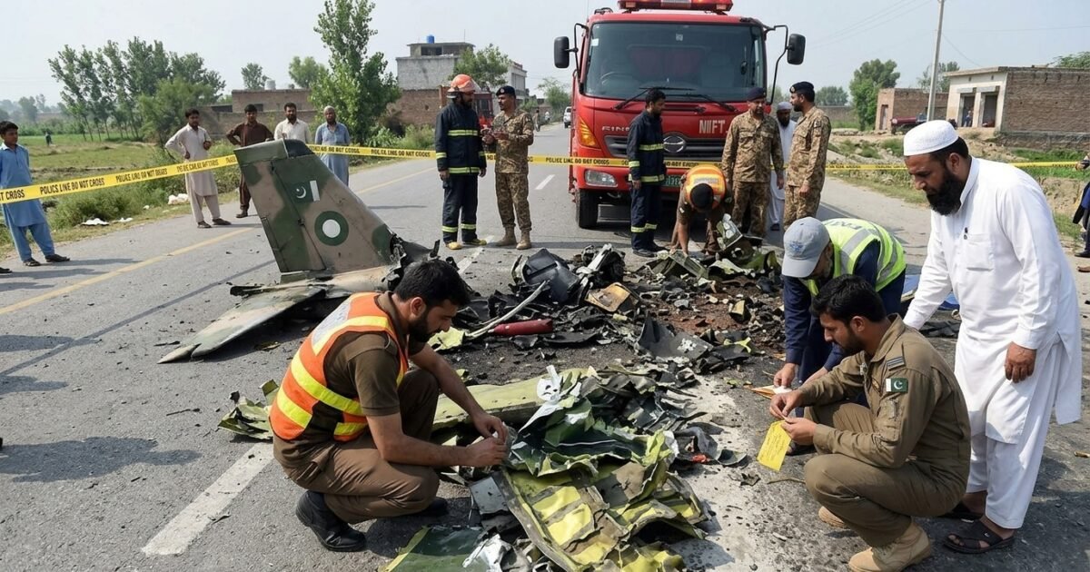 مردان میں پاک فضائیہ کا تربیتی طیارہ گر کر تباہ، 2 پائلٹس شہید