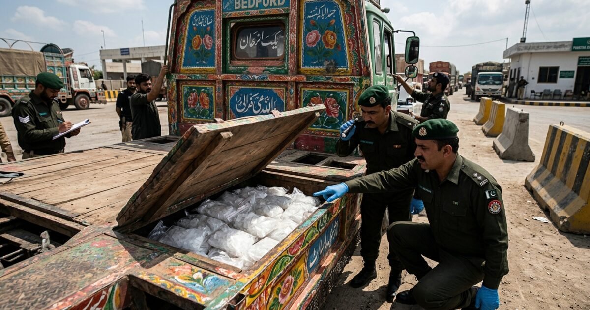 درخشان کسٹم نے ٹرک کے خفیہ خانوںسے 18کروڑ روپے مالیت کی آئس برآمد کرلی