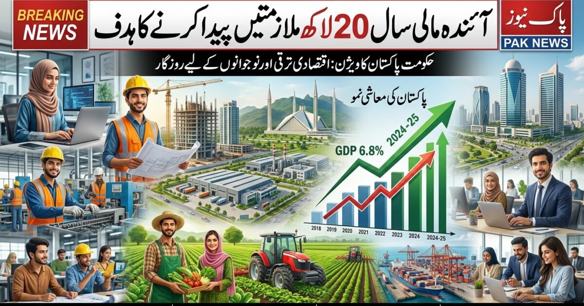 آئندہ مالی سال 20 لاکھ ملازمتیں پیدا کرنے کا ہدف مقرر
