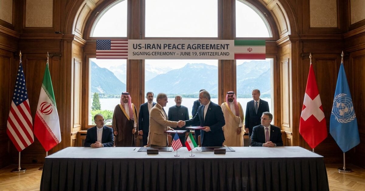 امریکااور ایران کے درمیان امن معاہدہ طے ، دستخطوں کی باضابطہ تقریب 19 جون کو سوئٹزرلینڈ میں ہوگی، شہباز شریف