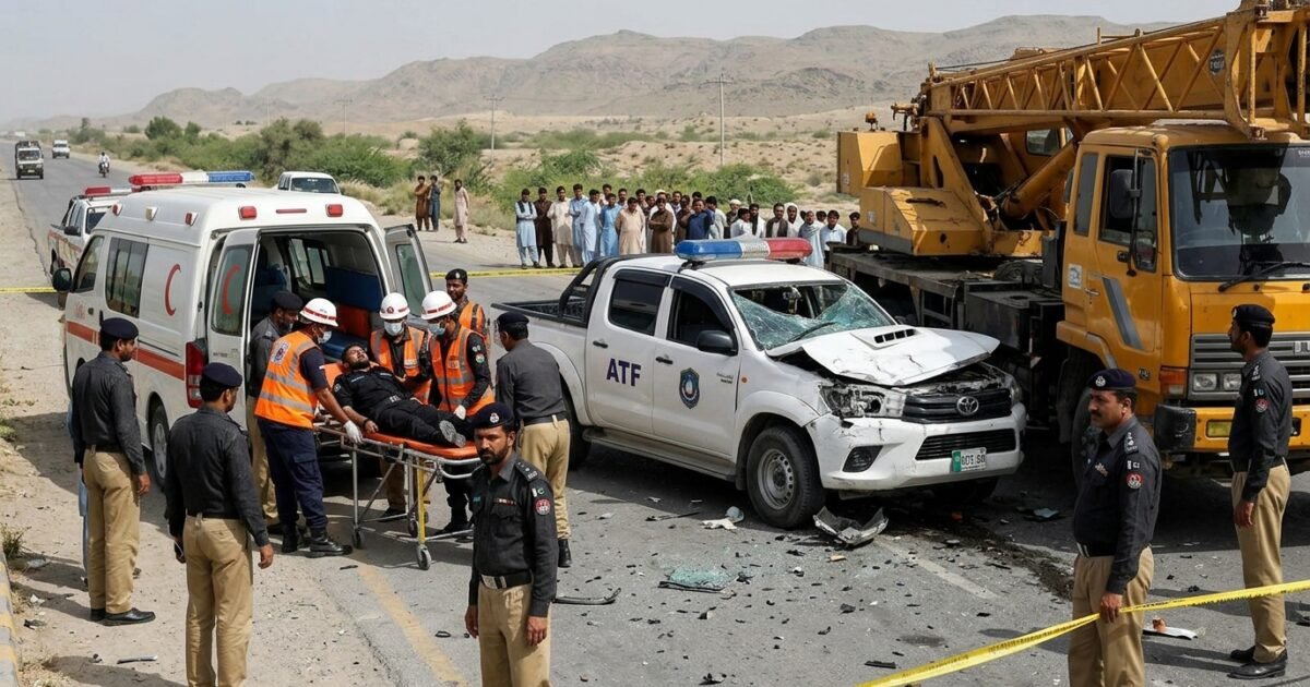 کان مہترزئی میں افسوسناک ٹریفک حادثہ، اے ٹی ایف کا اہلکار جاں بحق، 7 اہلکار زخمی