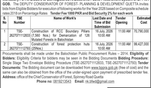 Deupity conservator of forest- Planning & Development Quetta