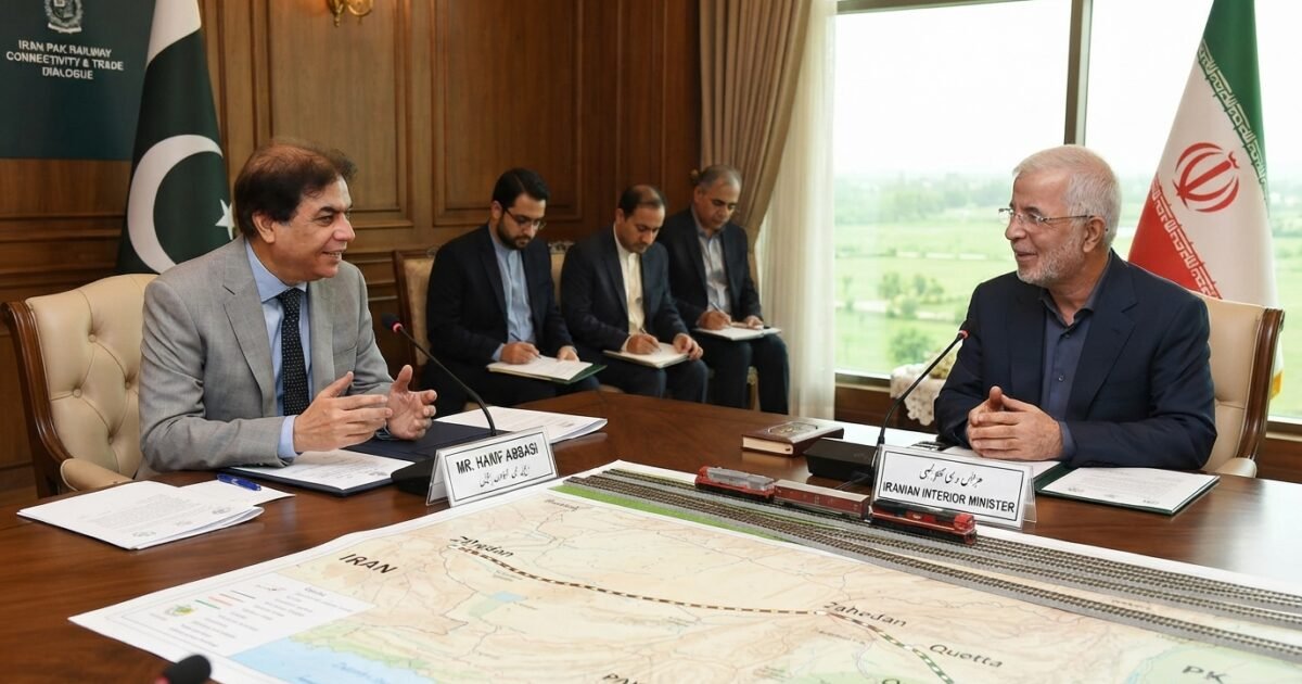ایرانی وزیر داخلہ کی حنیف عباسی سے ملاقات ، ریلوے تعاون، سرحد پار رابطوں اور باہمی تجارت کے فروغ پر تفصیلی تبادلہ خیال