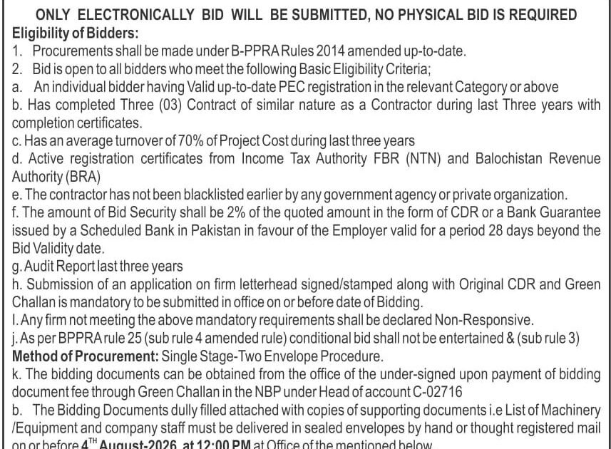 Executive Engineer CW, PP&H Road Department Jhal Magsi