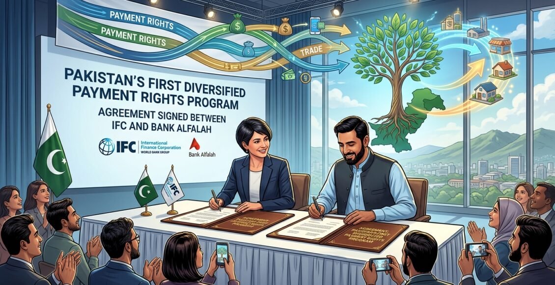 پاکستان کا پہلا ڈائیورسفائیڈ پیمنٹ رائٹس پروگرام، آئی ایف سی اور بینک الفلاح کے درمیان معاہدے پر دستخط کردیے گئے
