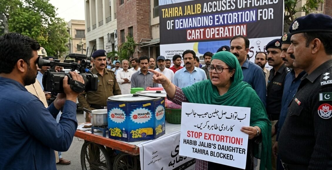 حبیب جالب کی بیٹی کو ریڑھی لگانے سے روک دیا گیا، طاہرہ نے بھتہ طلب کرنے کا الزام عائد کردیا