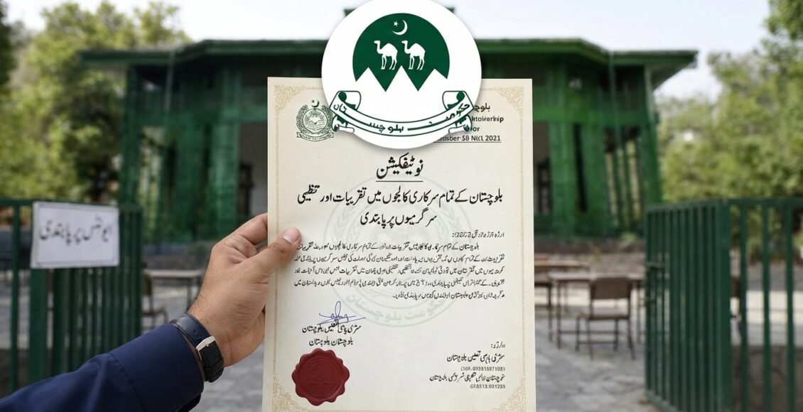 بلوچستان کے تمام سرکاری کالجز میں تقریبات اور تنظیمی سرگرمیوں پر پابندی عائد